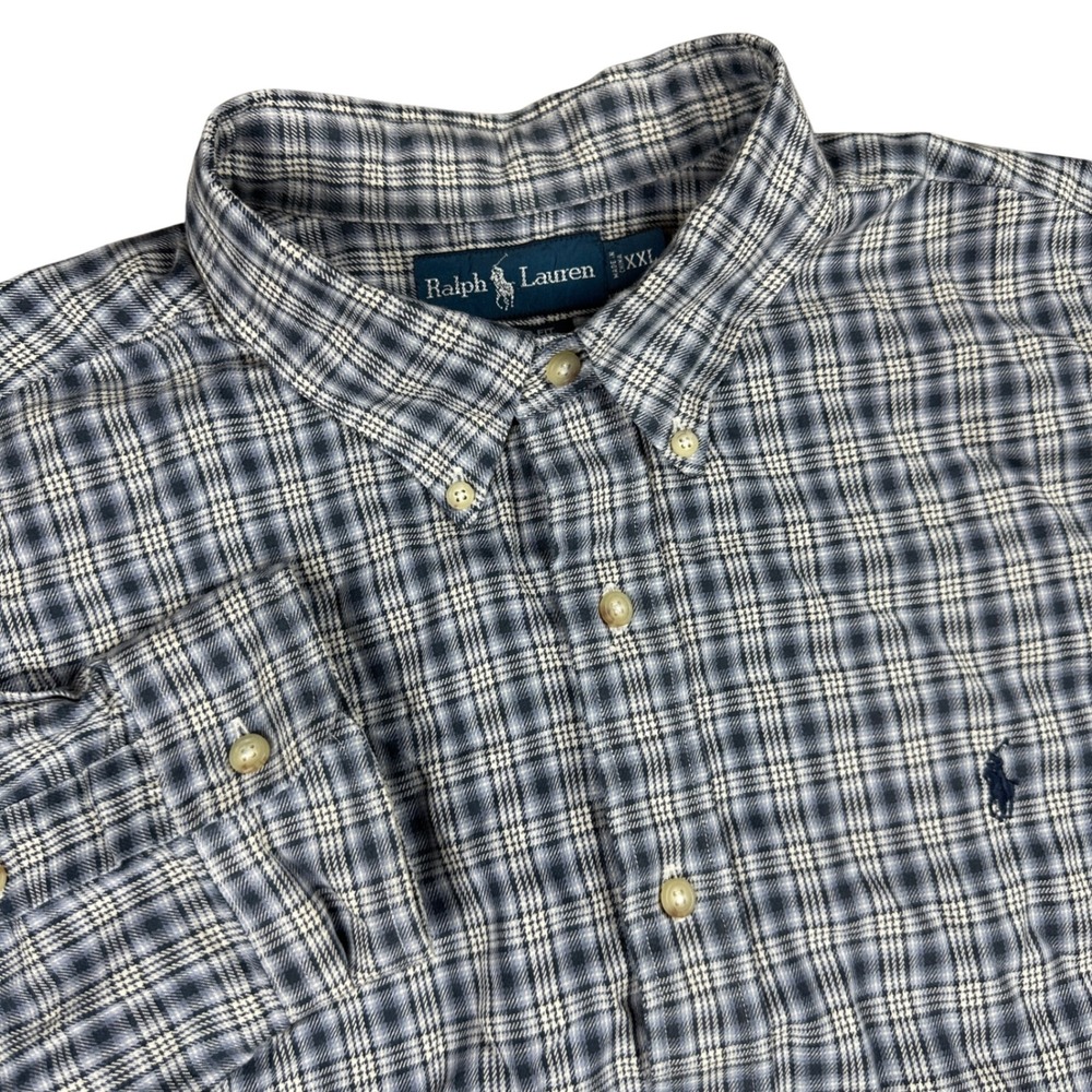 Ralph Lauren Mens XXL Classic Fit Plaid Button Down Shirt Blue Preppy Classic